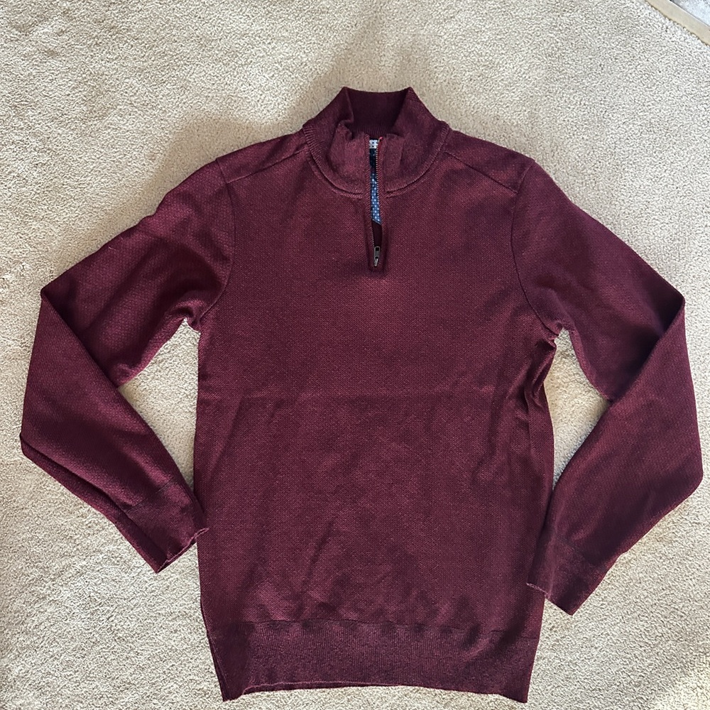 Robert Graham Men's Maroon Zip-Up Sweater